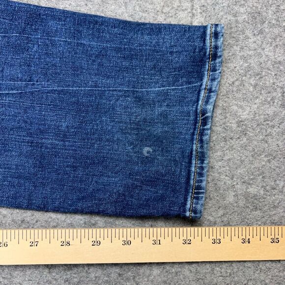 American Eagle Jeans Mens 32x34 Blue Slim Straight Stretch Whiskered Denim Pants - Picture 12 of 13